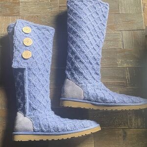 UGG Light Blue Knit Button Boots